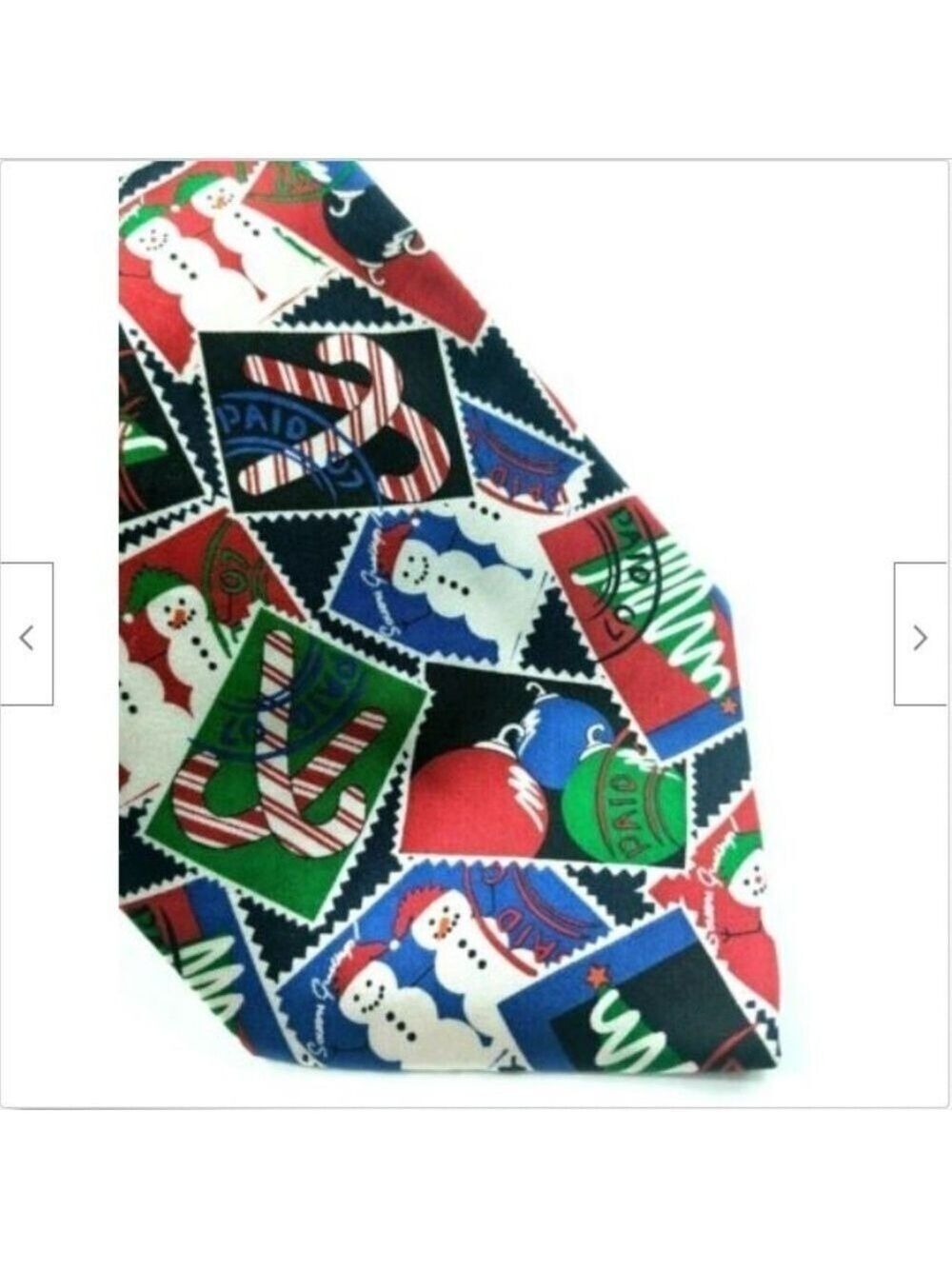 Christmas Tree Snowman Candy Cane Ornaments Necktie - Picture 2 of 6